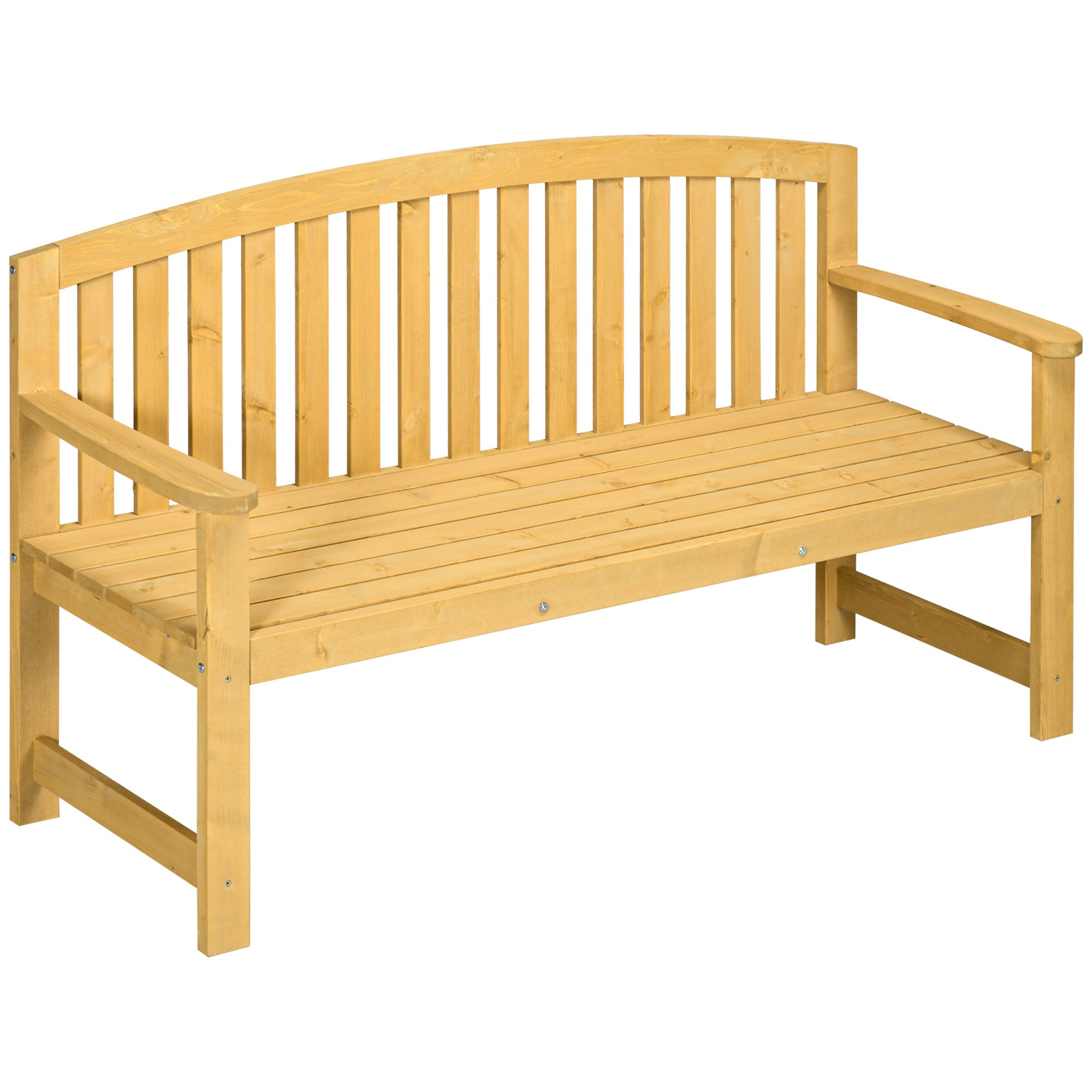 Outsunny Garden Bench 4.7Ft 2 Seater Outdoor Patio Seat Slatted Design for Park Yard Indoor Orange 