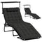 Folding Lounge Chair with Adjustable Canopy, 4-Position Outdoor Tanning Chair with Headrest, Black