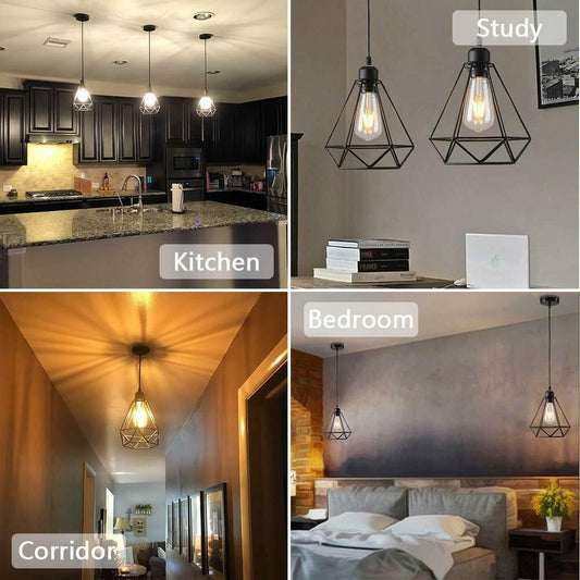 Three-Way Metal Black Color Hanging Pendant Lamp ~1381