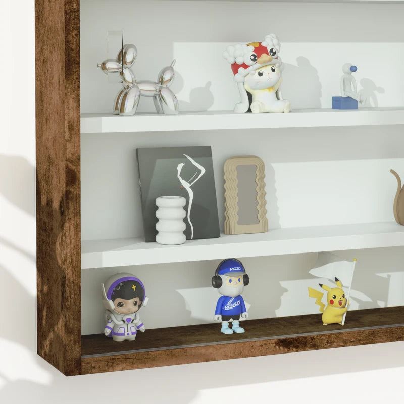 5-Tier Display Cabinet, Shot Glass Display Case, Glass Curio Cabinet with 2 Glass Doors and 4 Adjustable Shelves, Brown