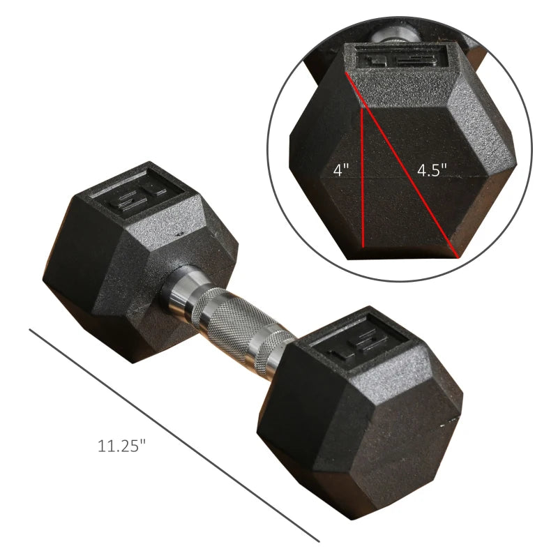 Soozier Rubber Dumbbells Weight Set, Total 30lbs Dumbbell Hand Weight for Body Fitness Training for Home Office Gym, 2 x 15lbs