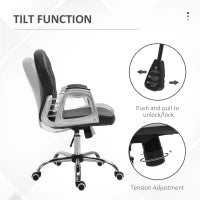 Office Chair, Comfortable Computer Desk Chair with Padded Seat and Adjustable Height, Tufted Back, Black