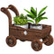 Wagon Flower Planter Cart with Wheels, Garden Wagon with Handle for Outdoor Patio Yard, Carbonized