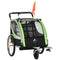 Aosom Convertible 2-in-1 Child Bike Trailer & Stroller Safety Features Storage Basket Green Color Outdoor
