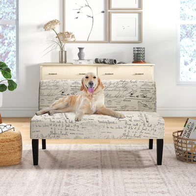 Wooden Leg Armless Loveseat Sofa for Living Room-WhiteÂ 