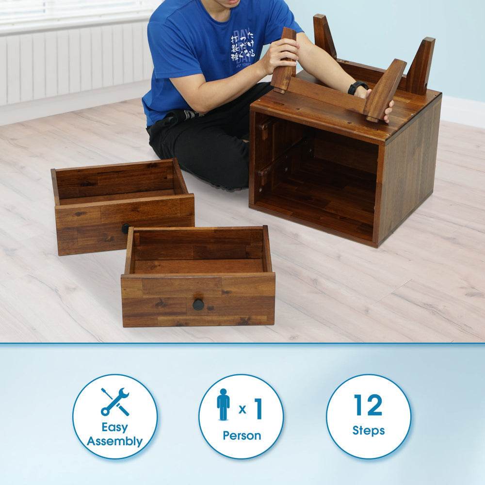 Silvia 2-Drawer Solid Wood Nightstand 