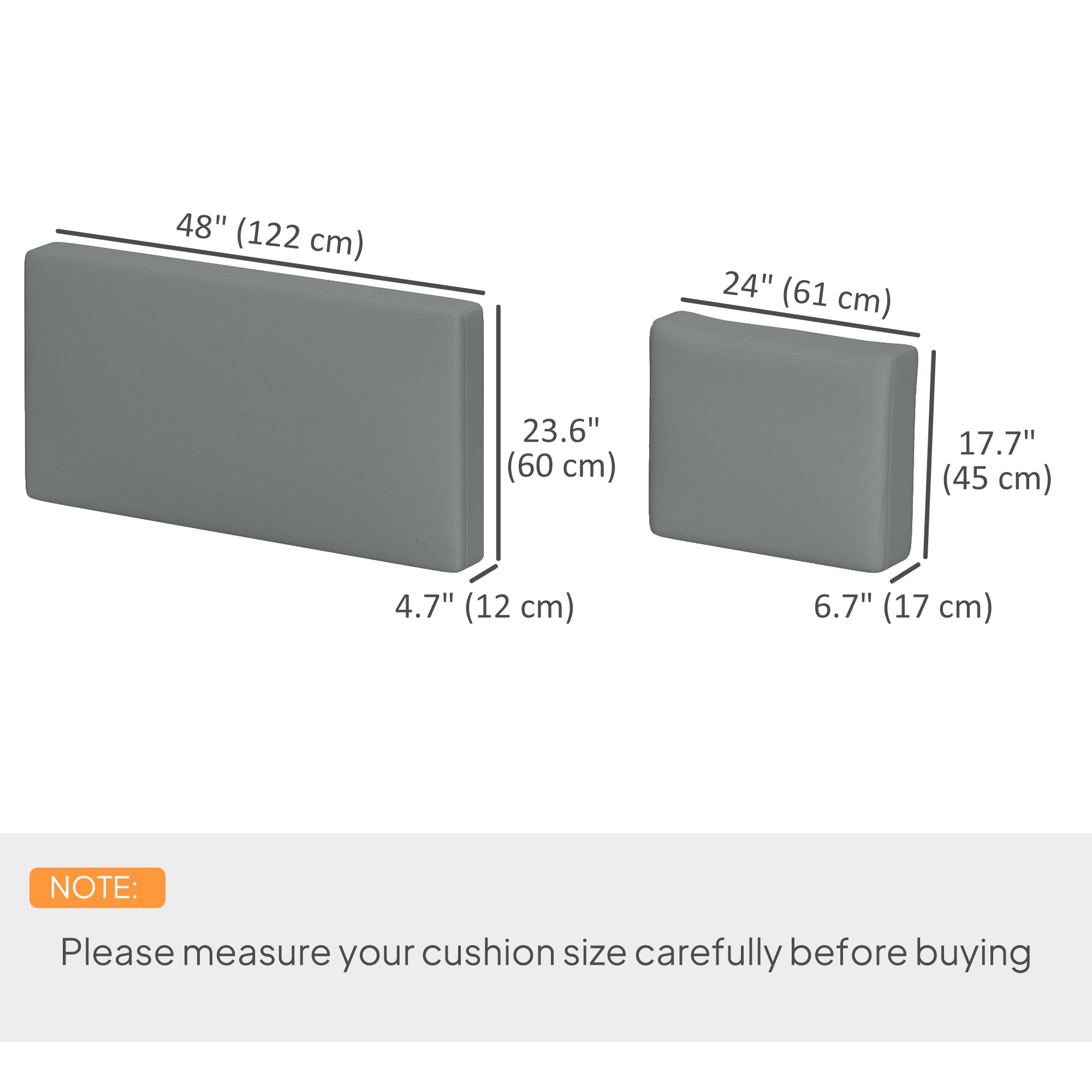 Outsunny 2 Seater Outdoor Seat Cushions with Backrest, Loveseat Double Sofa Outdoor Furniture Cushions, Fade-Resistant Replacement Patio Cushions for Indoor and Outdoor, Light Grey 