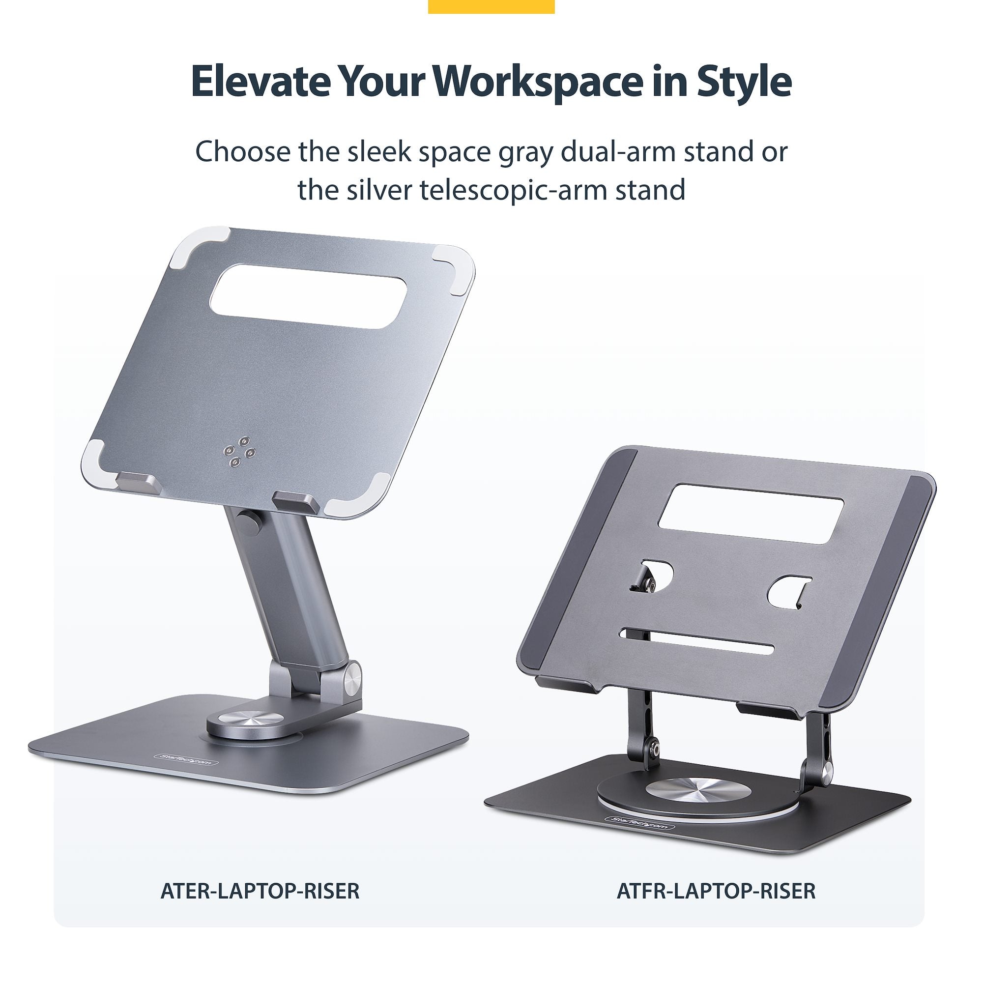 Telescopic Laptop Stand, 360 Swivel Base, Rotating Computer Riser for Desk, Adjustable Height and Tilt, Max 11lb/5kg, Aluminum Build, Portable Design 