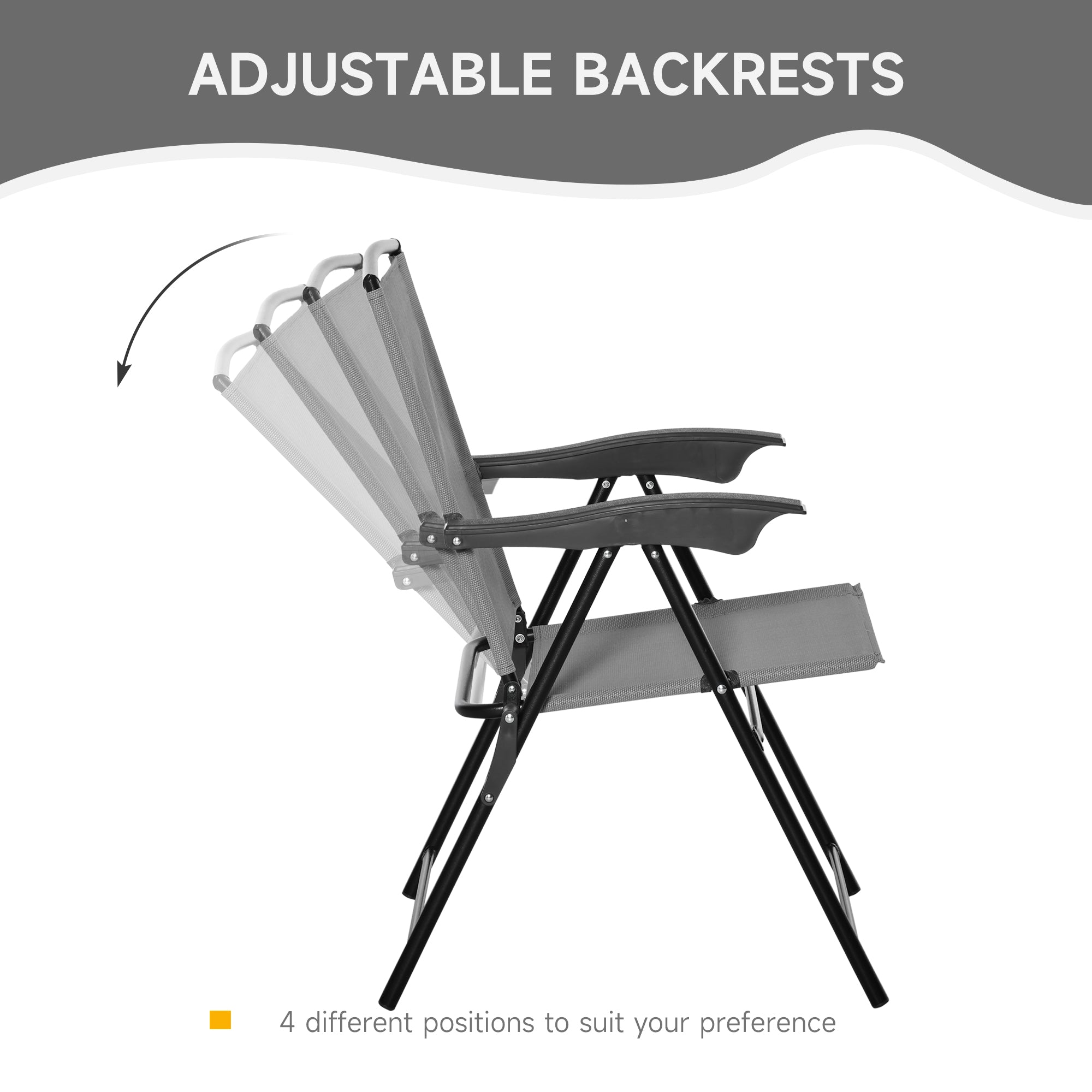 Outsunny Folding Outdoor Bistro Set, Patio Table and Chairs with Reclining Backrest and Round Dining Table, Grey 