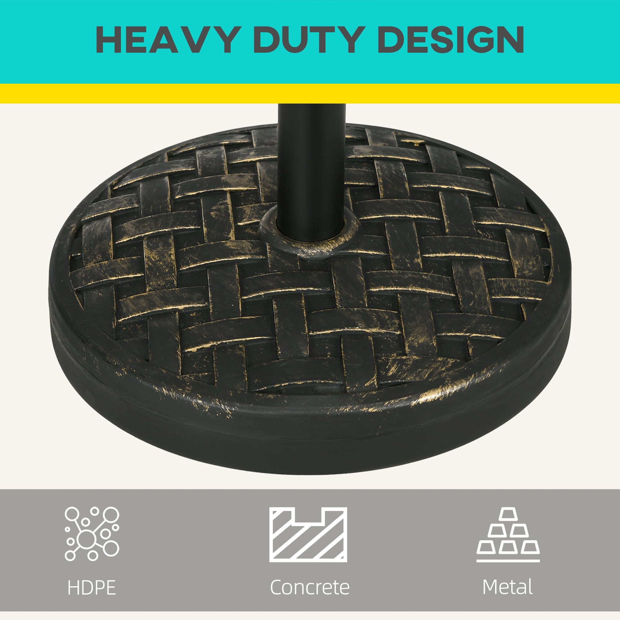 Outsunny 40lbs. Concrete Umbrella Base with Rattan Effect, Heavy Duty Parasol Stand for Outdoor Patio Umbrella, Bronze 