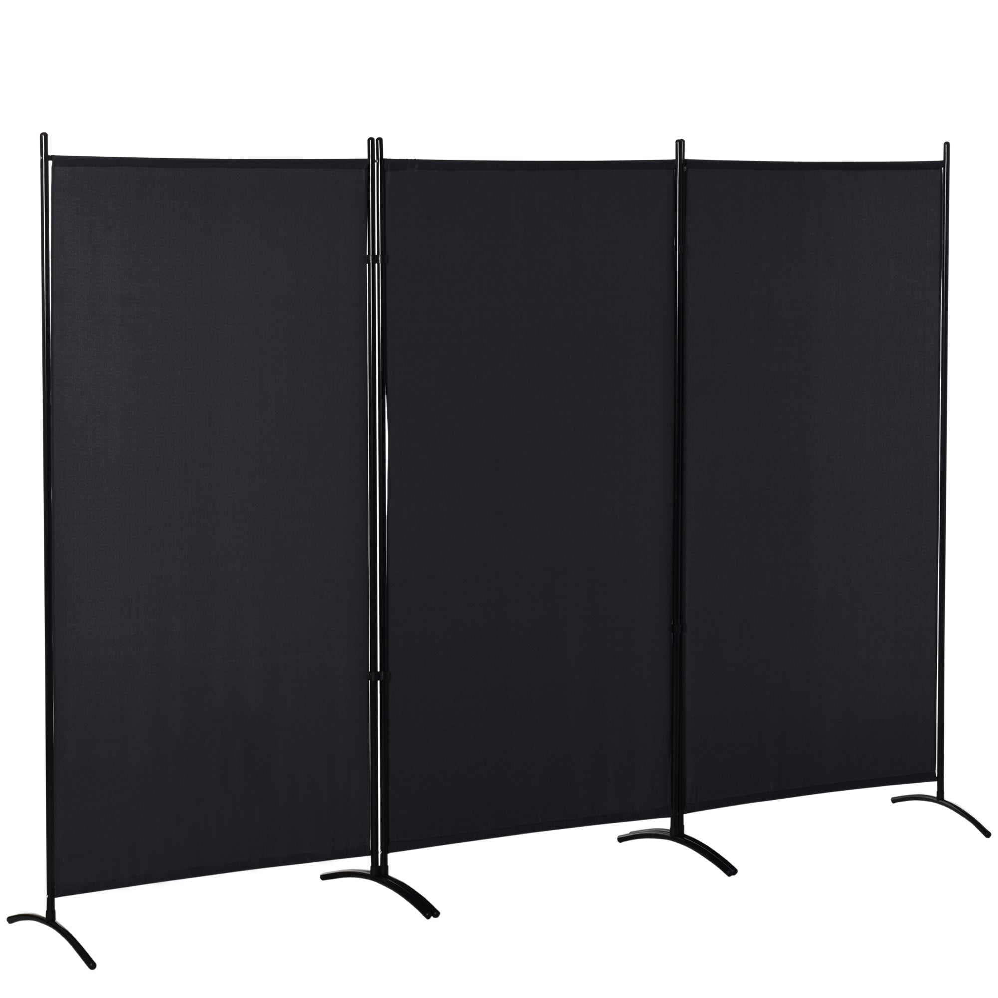 HOMCOM Minimalist Elegance Room Divider: 3-Panel Double Hinged Folding Wall Partition for Home Office, Sleek Black 