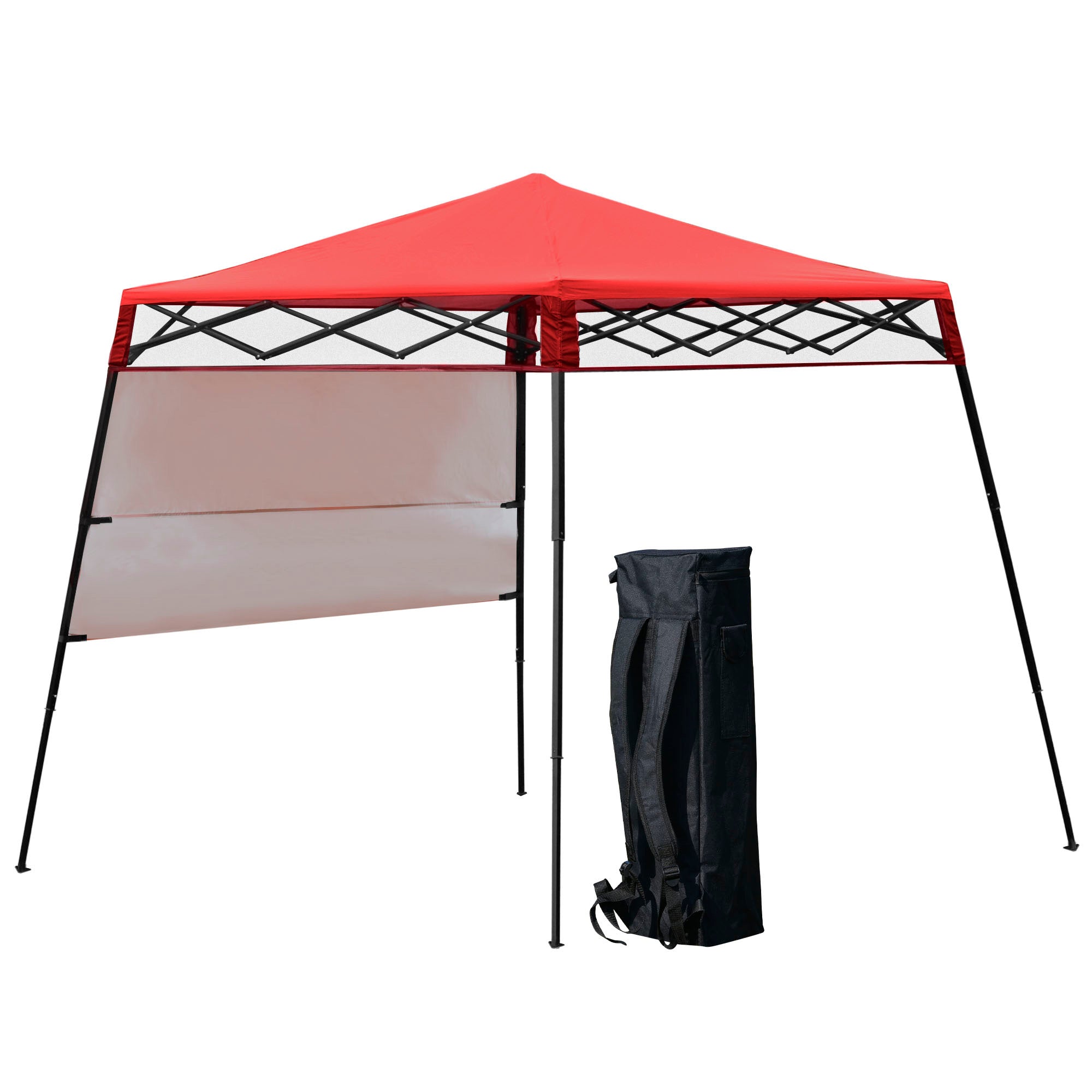 Outsunny 7' x 7' Garden Foldable Pop Up Gazebo Tent with Backpack & Adjustable Legs Outdoor Party Canopy  Red & Black 