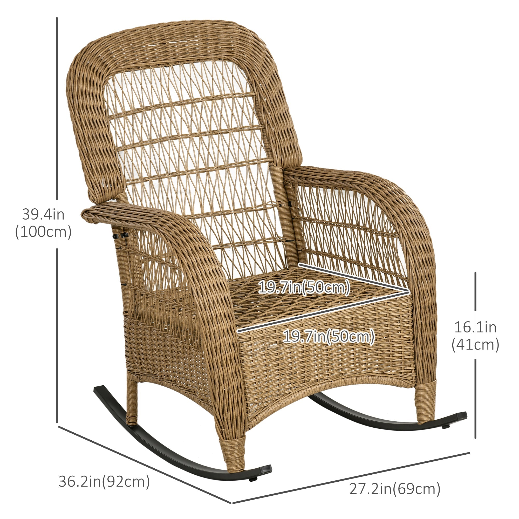 Outsunny Rattan Rocking Retreat: Outdoor Garden Porch Chair with Cushion, Light Grey Furniture Bliss 