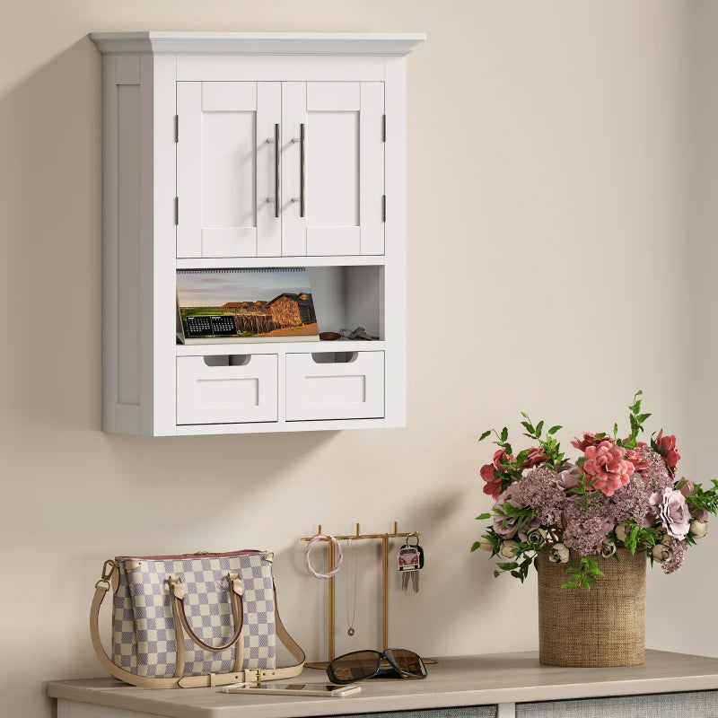 Bathroom Wall Cabinet, Medicine Cabinet, Toilet Storage Cabinet with Shelf for Living Room and Entryway, White