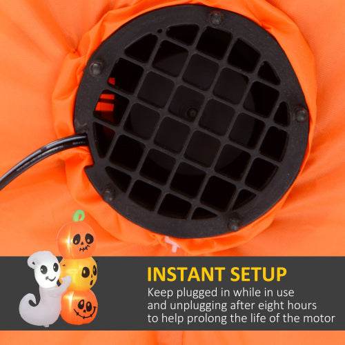 HOMCOM 5ft Inflatable Halloween Decoration Ghost And Pumpkin, Blow Up Outdoor LED Yard Display, Waterproof 