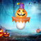 Inflatable Halloween Window Ghost Decoration – LED Lighted Orange Face Blow-Up Display, Waterproof Indoor & Outdoor Decor