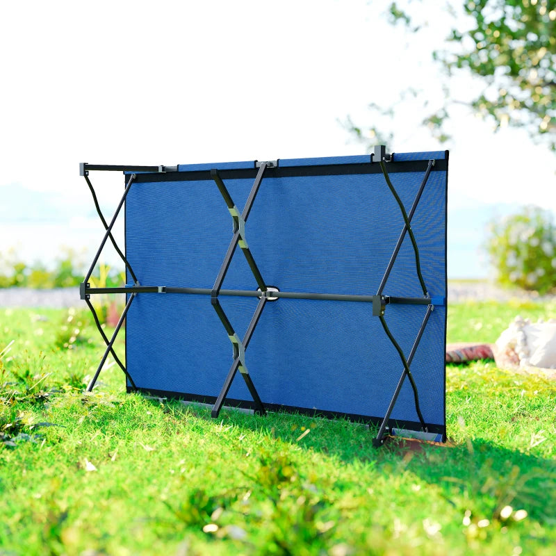 76" Two Person Folding Camping Cot Outdoor Portable Double Cot Wide Military Sleeping Bed w/ Carrying Bag Blue