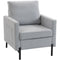 Accent Chair Modern Upholstered Armchair with Side Pockets and Cushion for Bedroom, Living Room, Light Grey