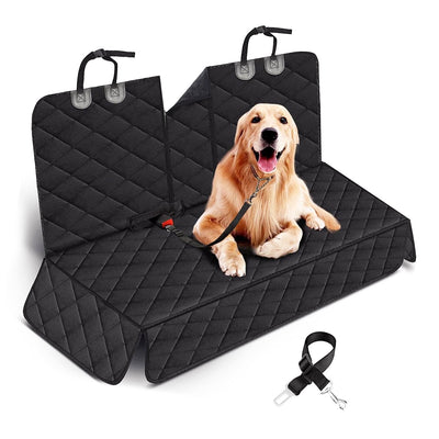 Dog Car Seat Cover Waterproof Scratchproof Pet Car Rear Protector Mat Pet Back Seat Cover with Dog Seat Belt for Car Truck SUV 