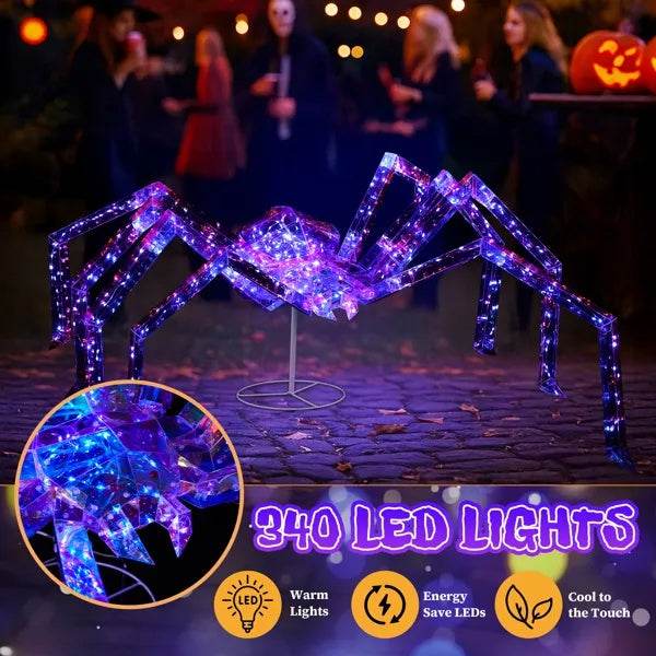 3FT Halloween Decorations Light Up Spider, Outdoor Halloween Decor Lighted Iridescent Spider 