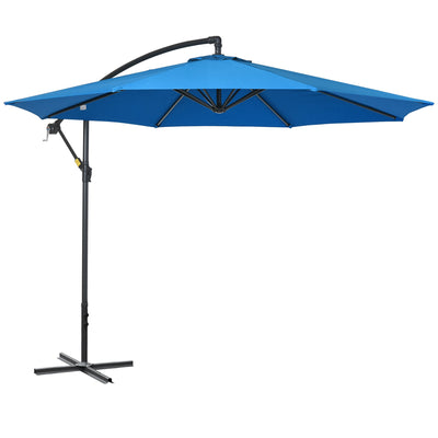 Outsunny 10ft Banana Hanging Rattan Set Sun Shade Patio Umbrella Cantilever Blue 