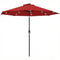 9ft Solar Patio Umbrella Outdoor Sunshade 24 LED Lights Tilt Canopy Wine Red