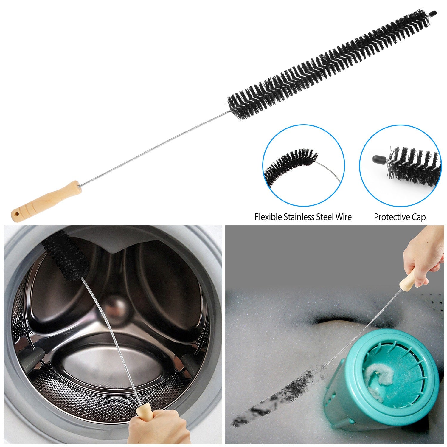 Dryer Vent Cleaner Kit Flexible Long Clothes Dryer Lint Brush Vent Trap Refrigerator Coil Cleaning Brush