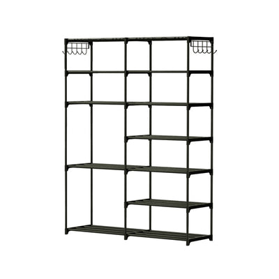 7 Tiers Plus 5 Tiers Shoe Rack Metal Shoe Storage Shelf Free Standing Large Shoe Stand 24+ Pairs Shoe Tower Unit Tall Shoe Organizer with 2 Hooks for 