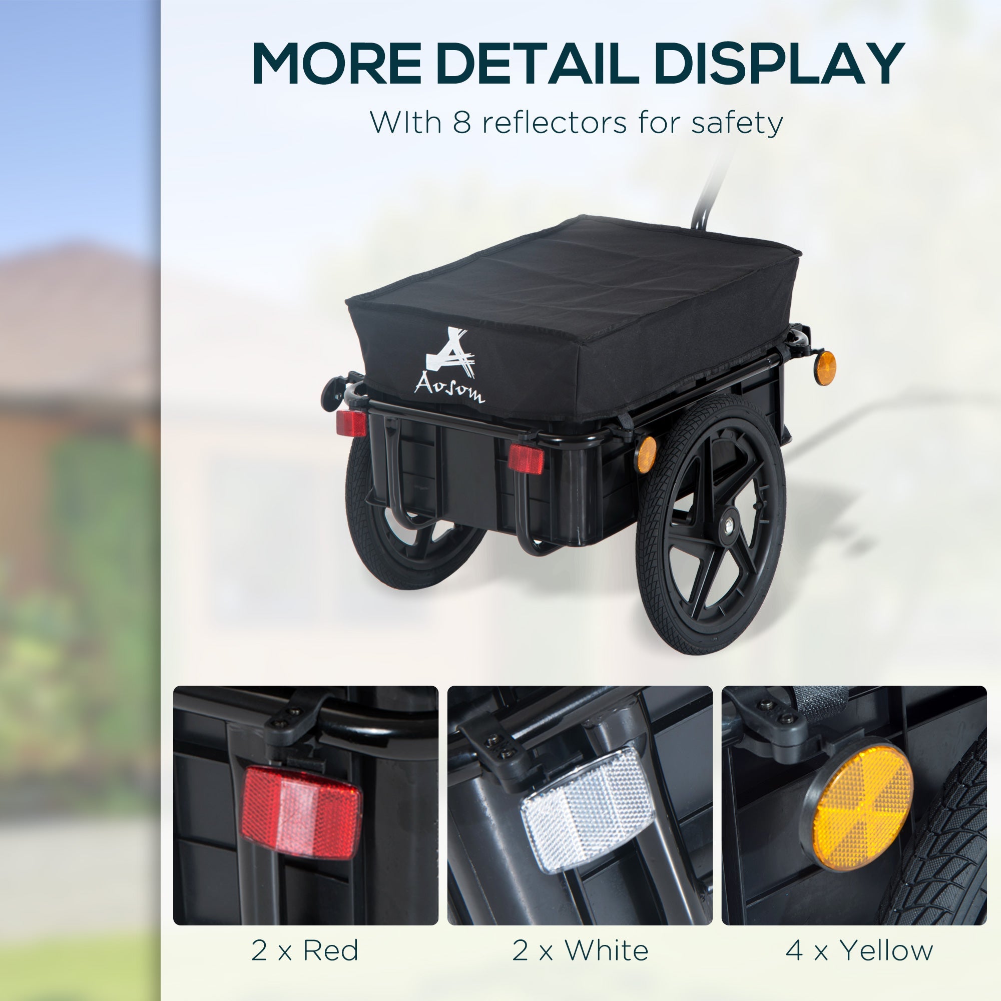 Aosom Luggage Cart Stroller Wagon with Double Wheel Internal Frame Enclosed Bicycle Cargo Trailer Multi-functional Steel, Black 