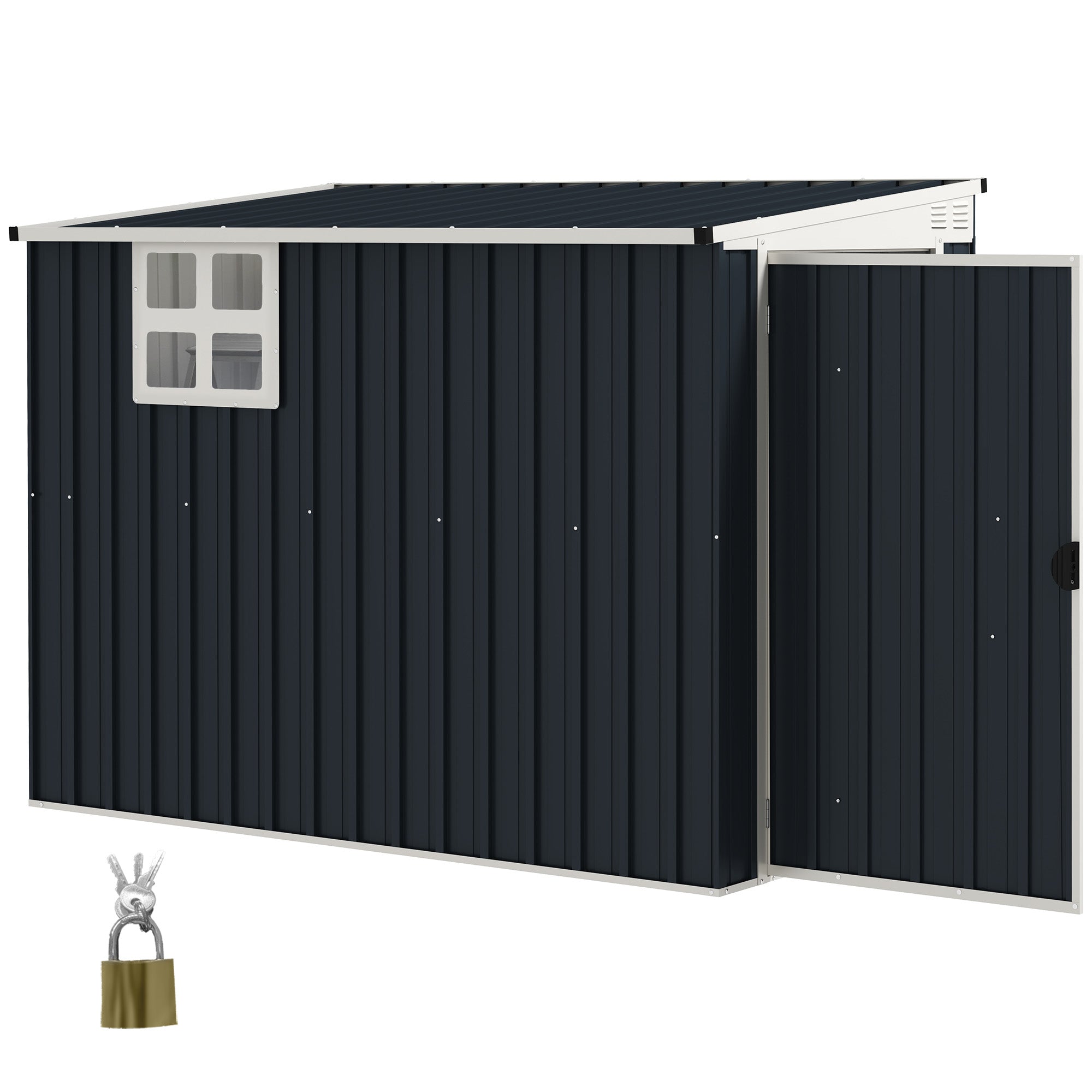 Outsunny 4' x 8' Outdoor Storage Shed, Metal Garden Shed with Window, 2 Vents and Lockable Door for Backyard, Garden, Patio 