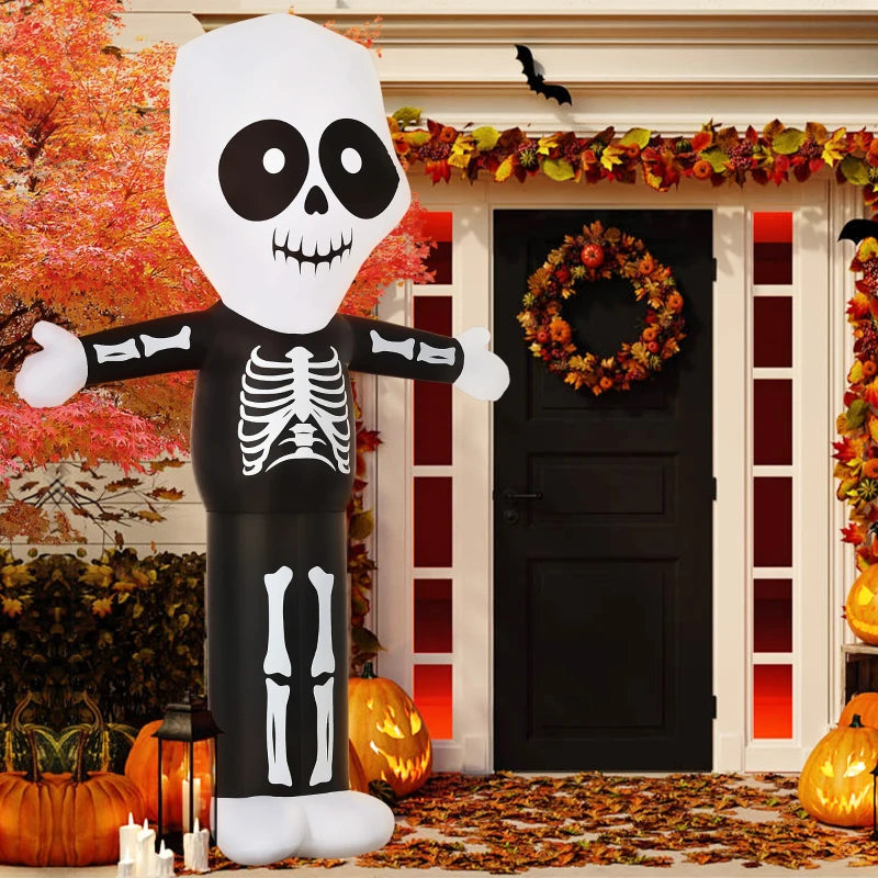 HOMCOM 10ft Halloween Inflatable Skeleton Ghost – LED Lighted, Indoor/Outdoor 