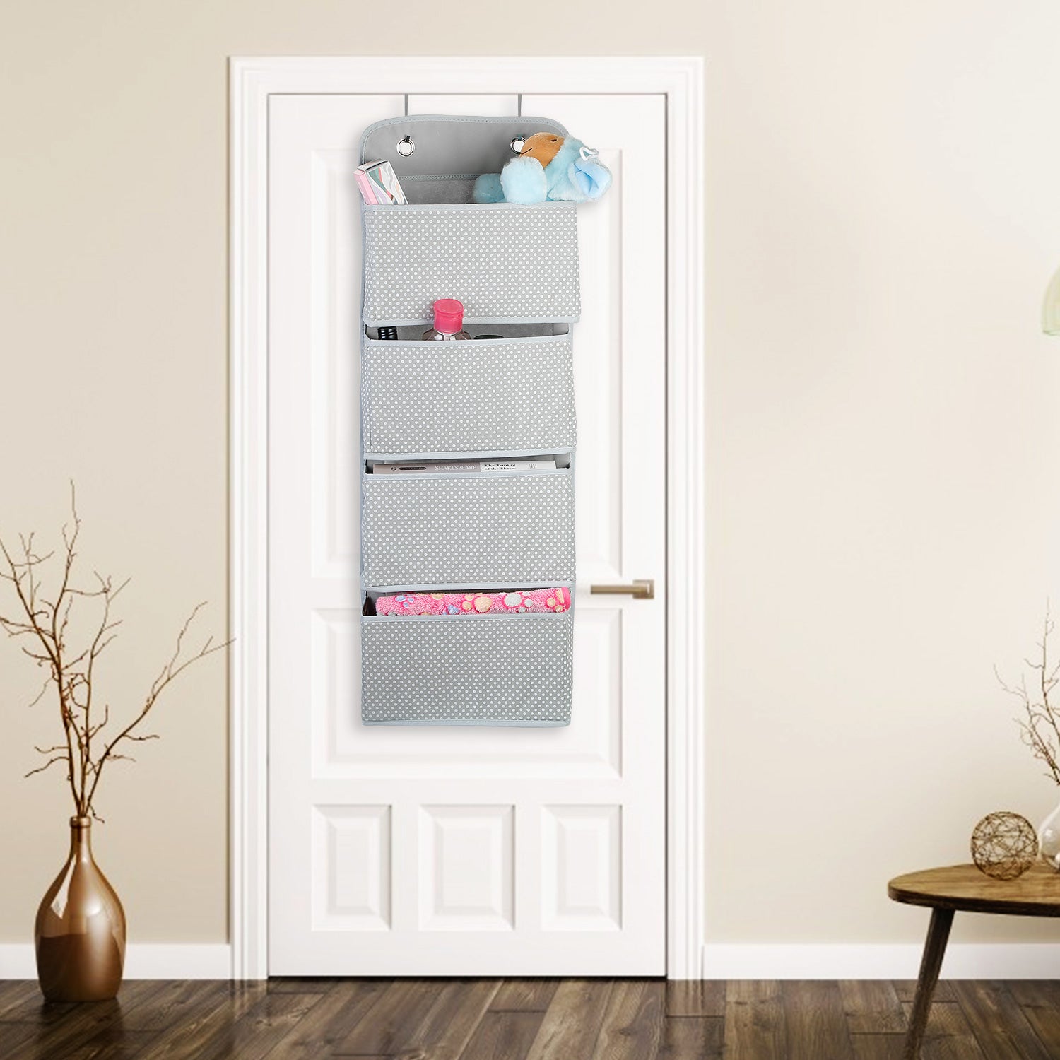 Over Door Hanging Organizer 4 Pockets Wall Mount Closet Storage Organizer Multifunctional Hanging Shelves For Clothing Office Supplies File Folders