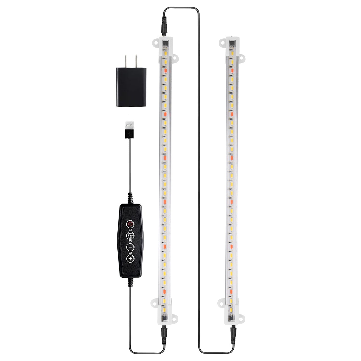 LED Plant Grow Light Strips Full Spectrum Plant Growing Lamp Bar with 2 Strips 60LEDs 4/8/12H Timer 5-Brightness Levels 