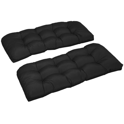Outsunny 2-Piece Patio Bench Cushion Set Replacement Outdoor Loveseat Seat Pad Black 43" x 19" x 3" 