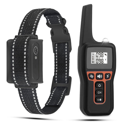3280FT Dog Training Collar IP67 Waterproof Pet Beep Vibration Electric Shock Collar 3 Channels Rechargeable Transmitter Receiver Trainer with Flashlig 