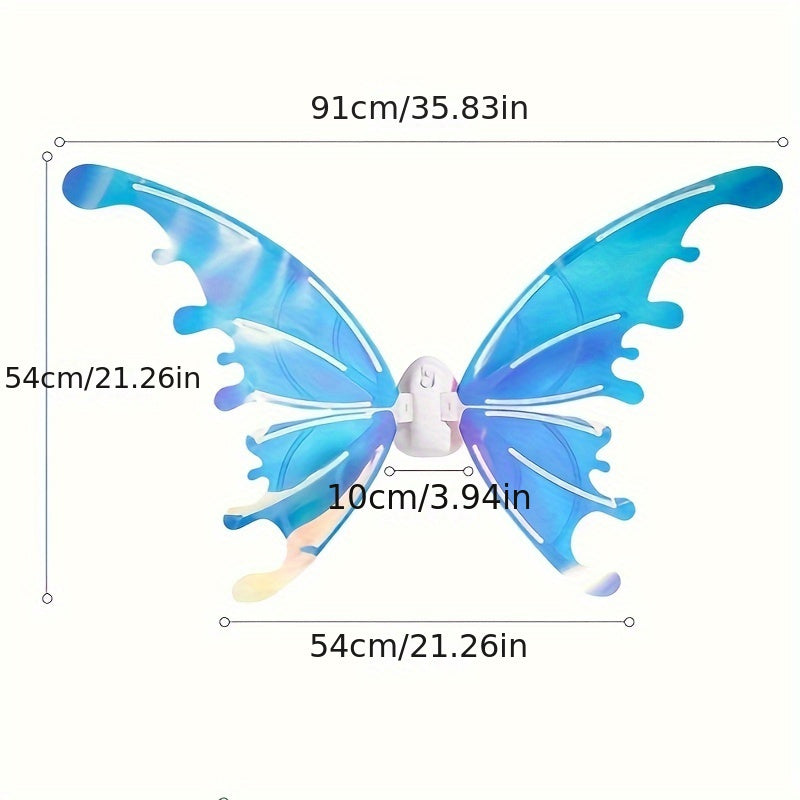 1set Electric Fairy Wings For Girls, Light Up Moving Butterfly Wings With LED Lights And Music, Toy For Kids As Halloween Valentine Birthday Christmas Party Costume Princess Cosplay Dress Up Gift 