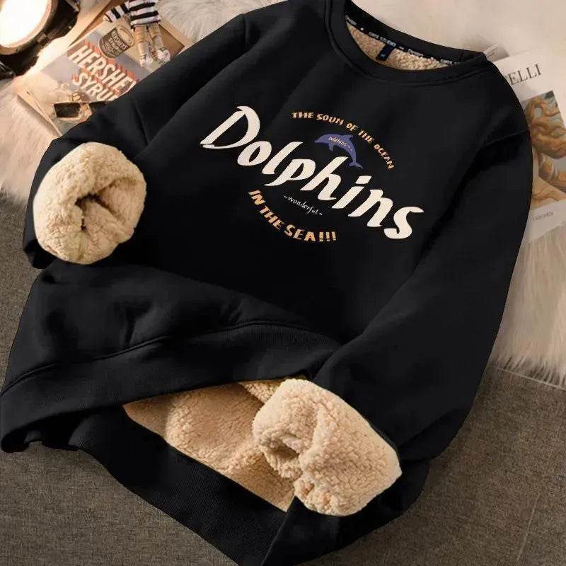 Autumn Winter Fleece-lined thick sweatshirt Pullover top for men 