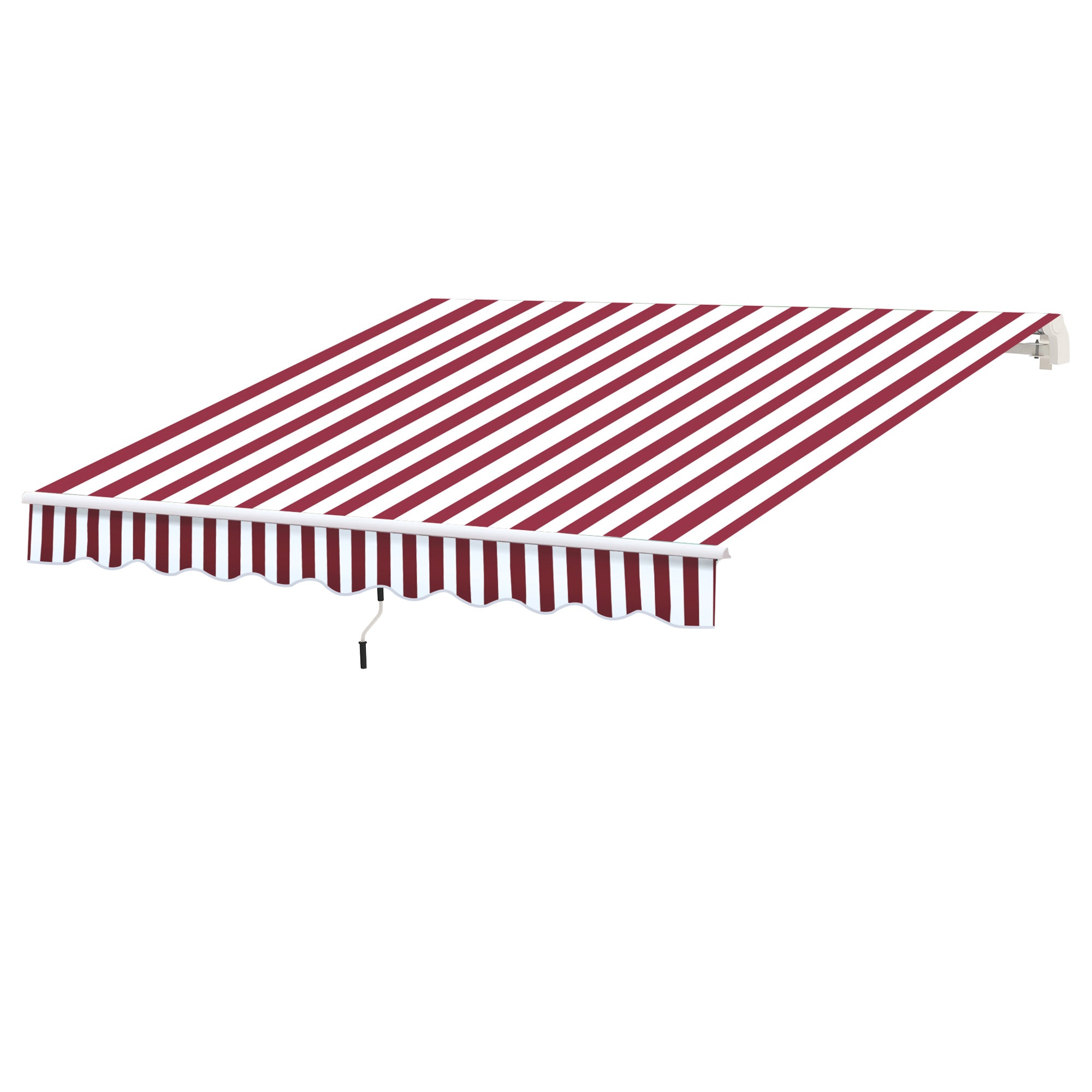 Outsunny 10' x 8' Manual Retractable Awning, Sun Shade Shelter Canopy, with Aluminum Frame and UV Protection for Patio Deck Yard Window Door, Wine Red and White Stripe 