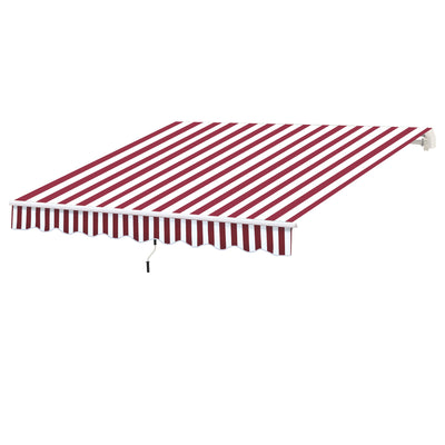 Outsunny 10' x 8' Manual Retractable Awning, Sun Shade Shelter Canopy, with Aluminum Frame and UV Protection for Patio Deck Yard Window Door, Wine Red and White Stripe 