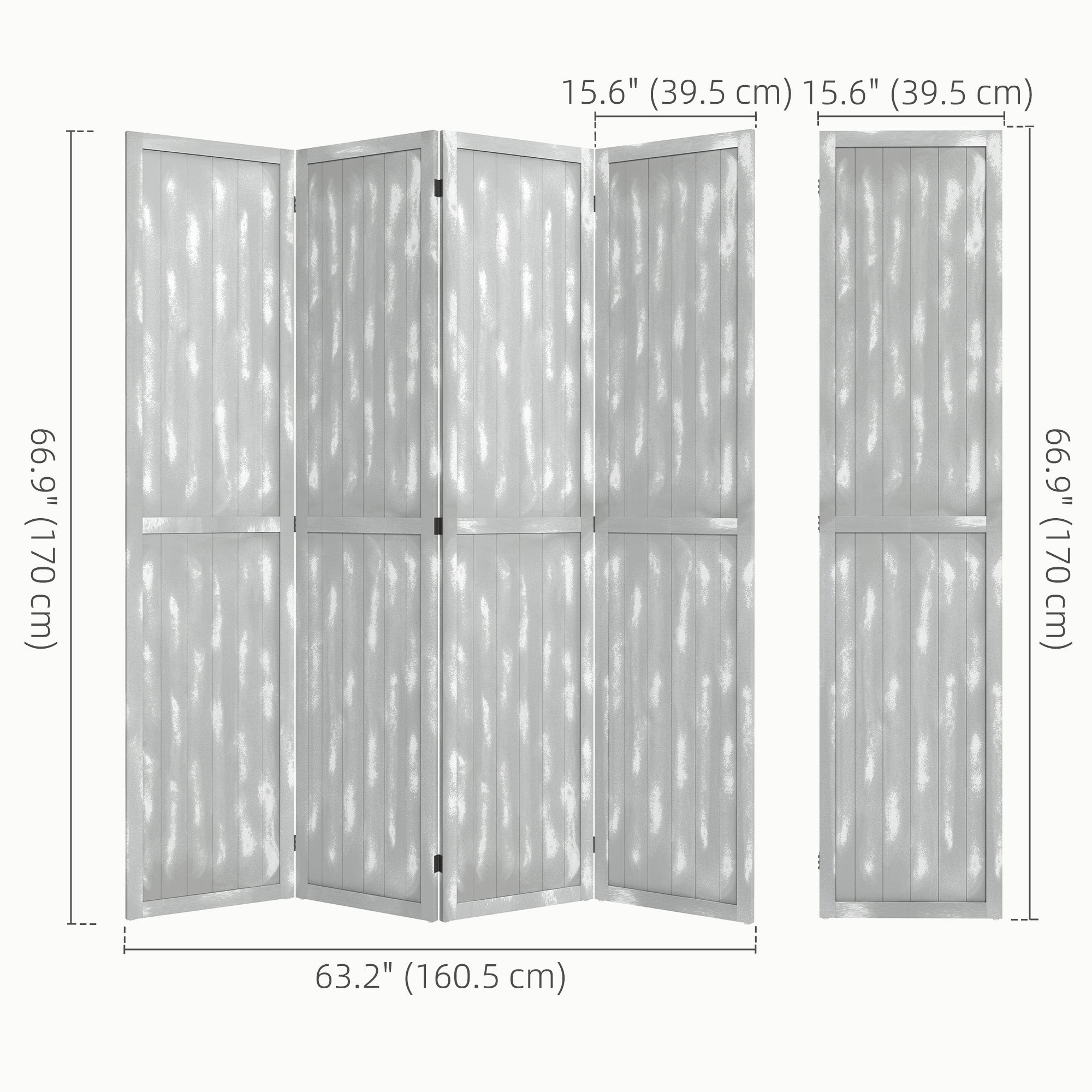 HOMCOM Screen Divider Room Divider Screen with Foldable Design for Indoor Bedroom Office 5.5' Grey 