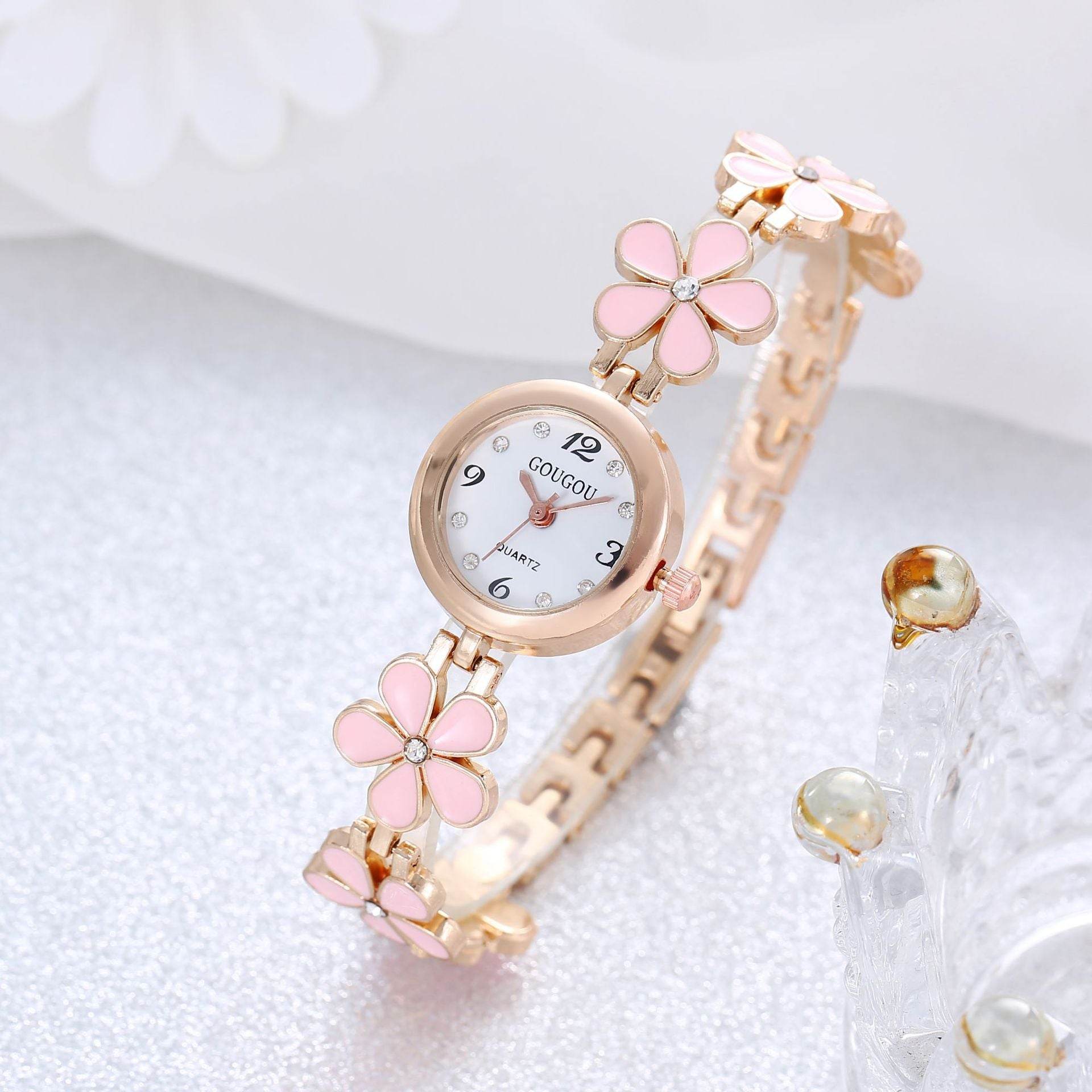 Women's Bracelet Watch Flower Disk Two-piece Bracelet Set 