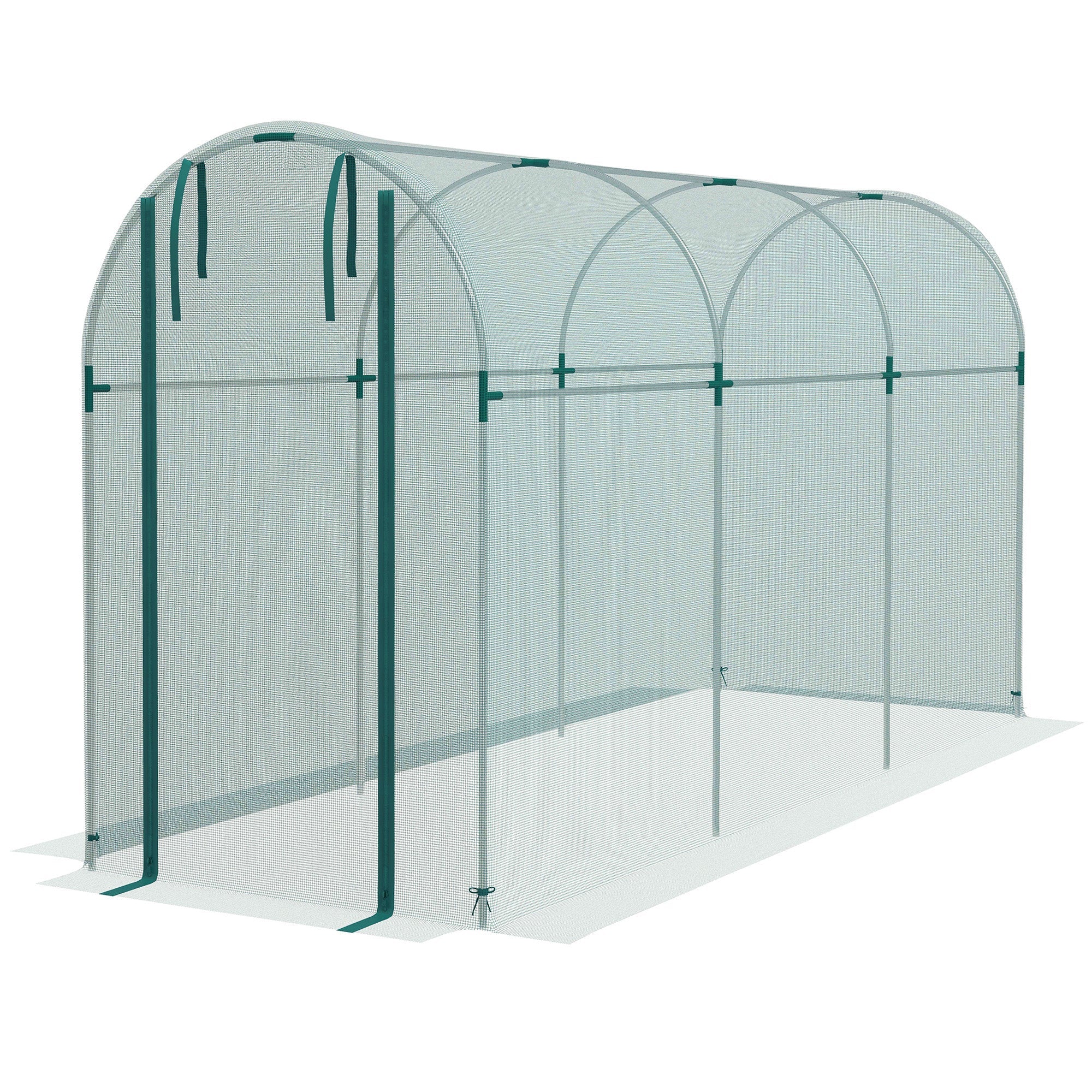 Outsunny Galvanized Steel Crop Cage, Plant Protection Tent with Zippered Door, 4' x 12', Green 