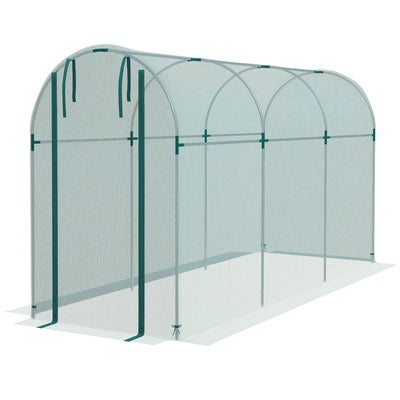 Outsunny Galvanized Steel Crop Cage, Plant Protection Tent with Zippered Door, 4' x 12', Green 