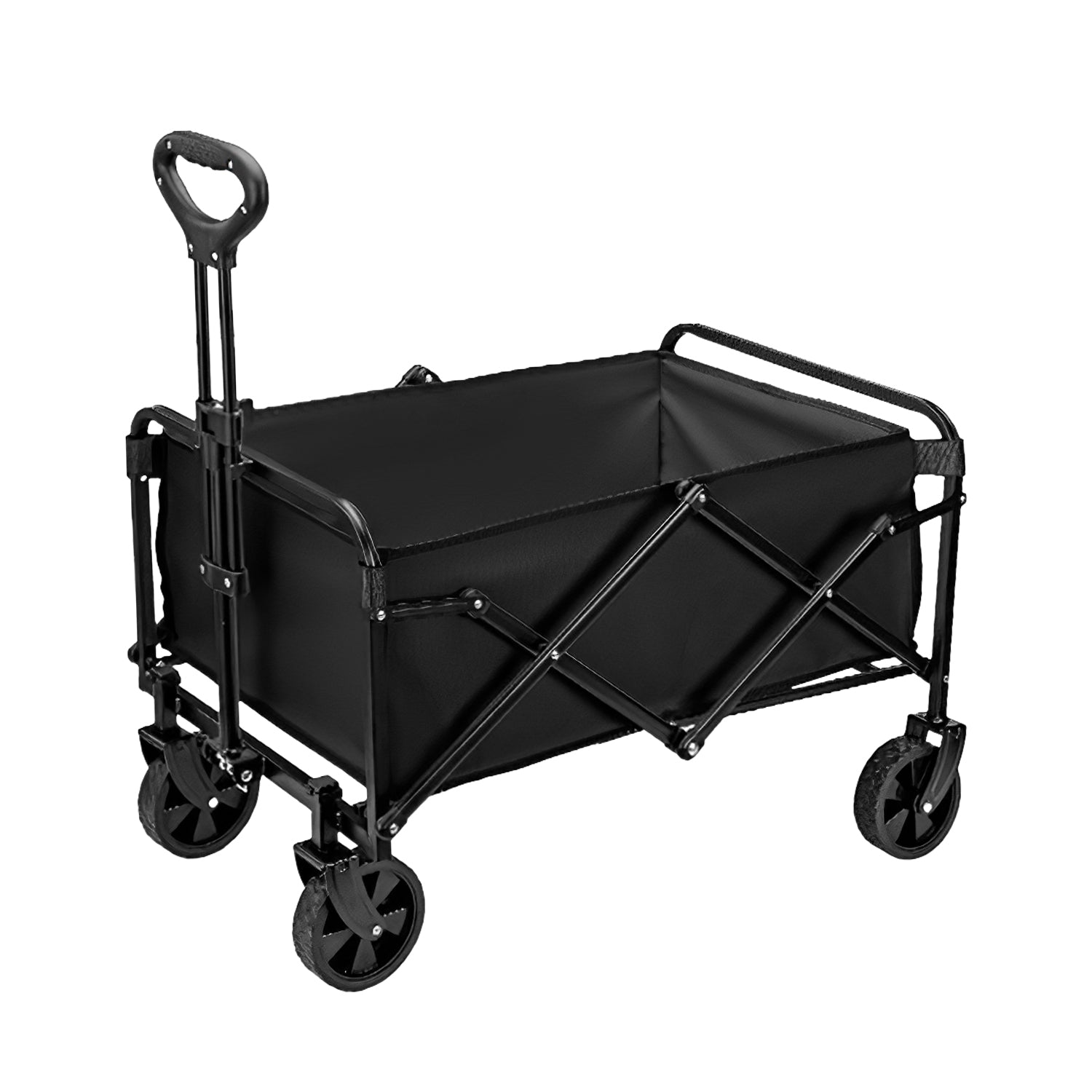 100L Collapsible Folding Wagon Cart With Adjustable Handle 220LBS Load Capacity Heavy Duty Foldable Utility Outdoor Wagon For Camping Shopping Garden