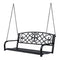 Outsunny Porch Swing: 2-Person Glider Chair Fleur De Lis Design Steel Frame Black