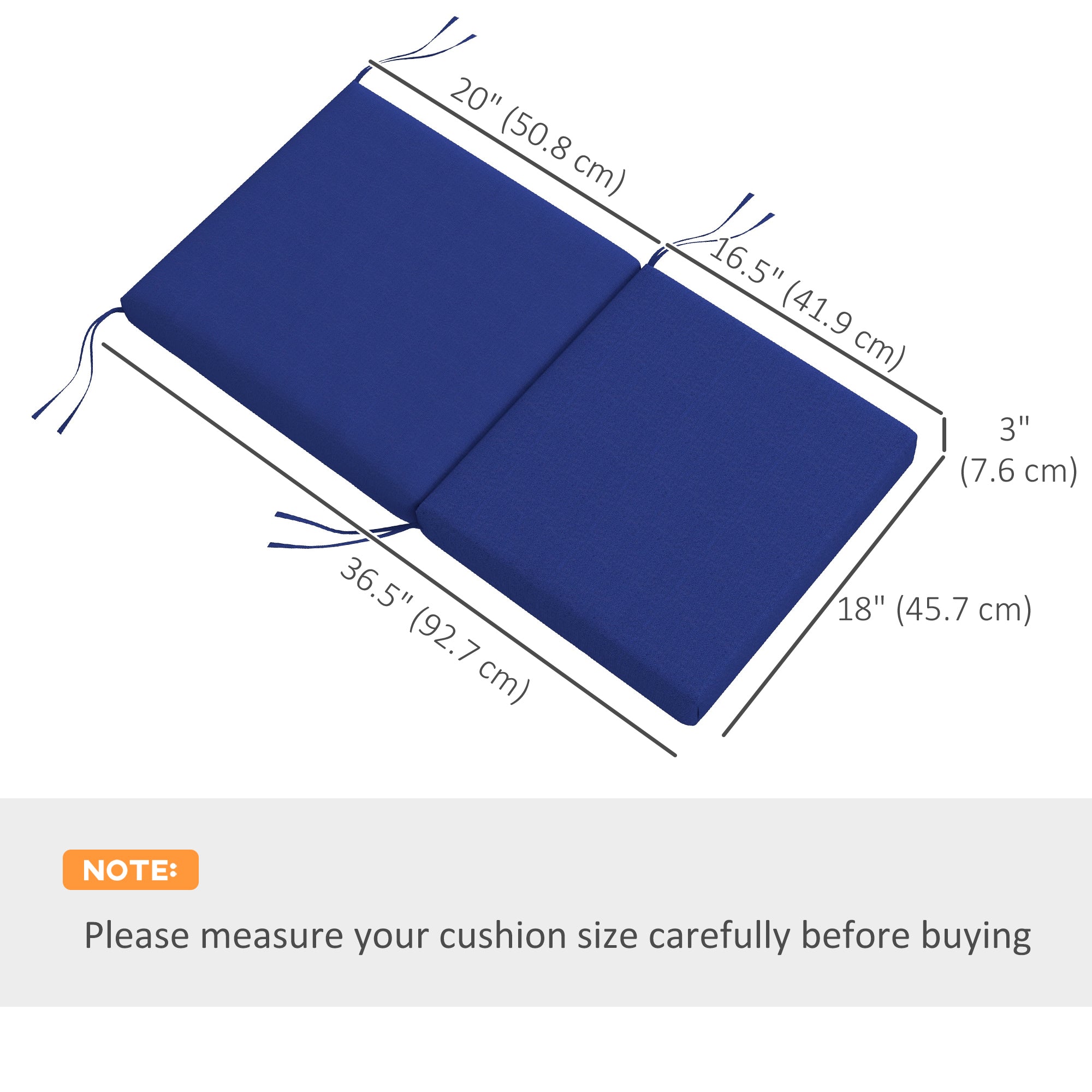 Outsunny 2-Pack Navy Dining Chair Cushions, Outdoor Seat Pads with Back, Fade-Resistant Polyester for Enhanced Comfort 