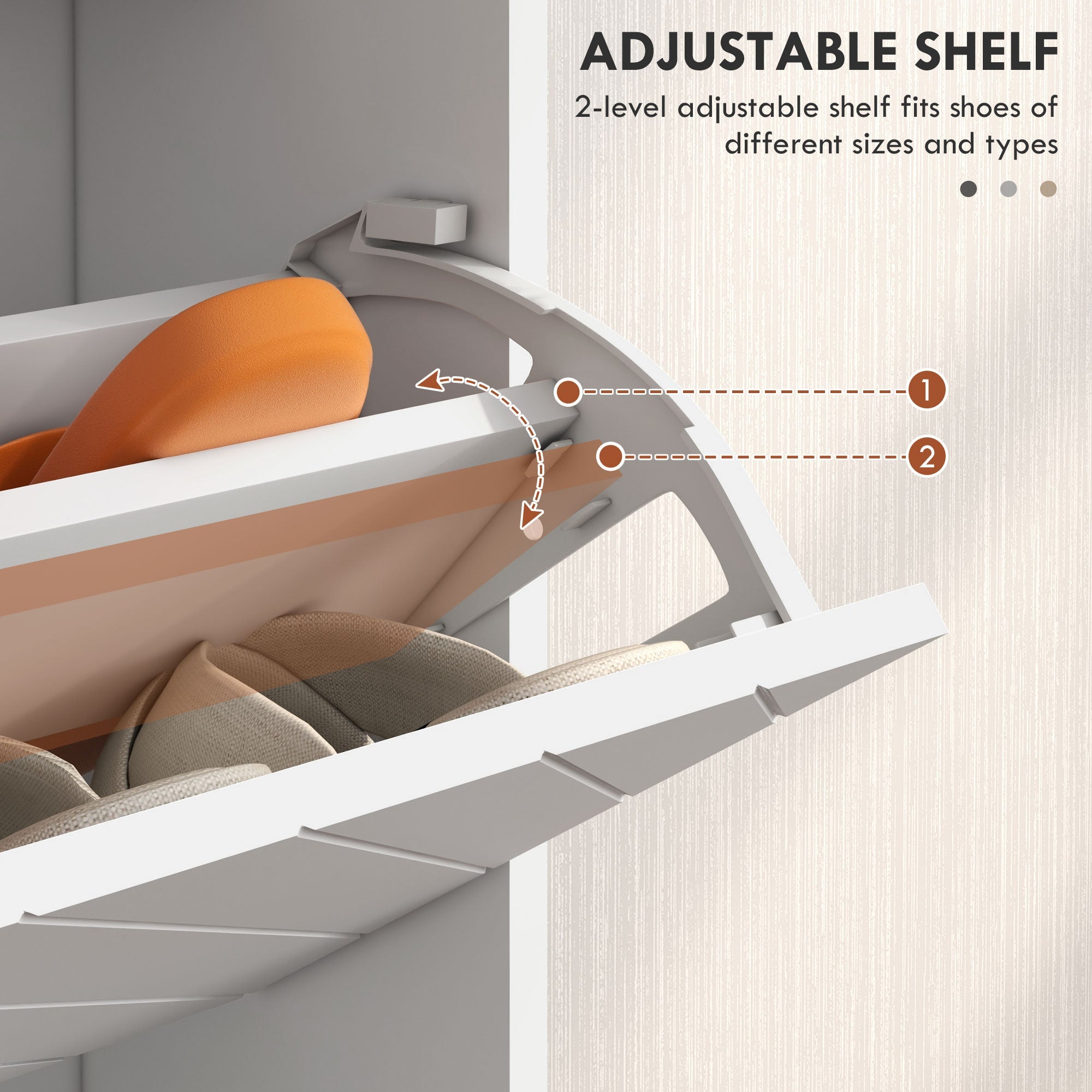 HOMCOM Shoe Sanctuary: Modern White Cabinet with 3 Flip Drawers, 8 Vents, Narrow Design for 18 Pairs, Entryway Organizer 