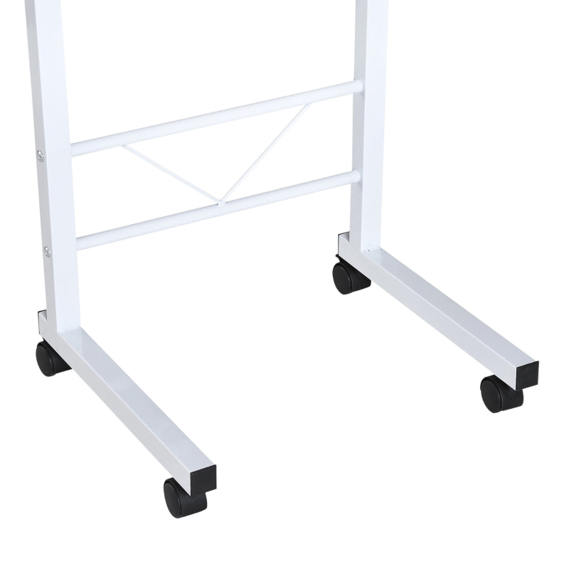 Mobile Standing Desk with Adjustable Height, 23.5 inch Stand Up Desk with Wheels, Natural Wood