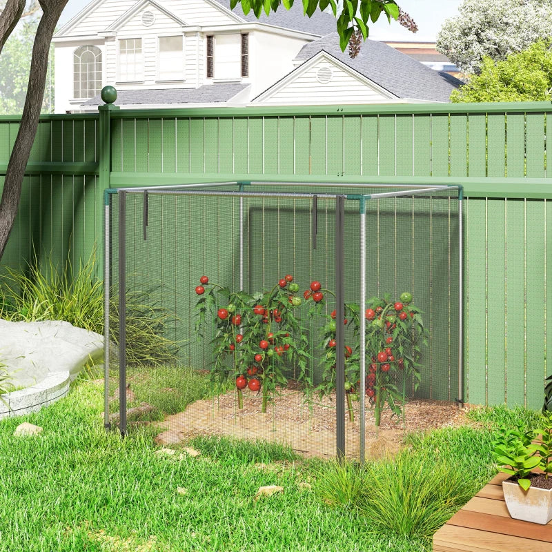 Galvanized Steel Crop Cage, Plant Protection Tent with Zippered Door, 4' x 4', Black