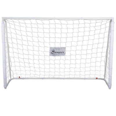 Soozier 6ft x 4ft Soccer Goal Net with Metal Frame, PE Mesh, Ground Stakes, Easy Assembly, White 